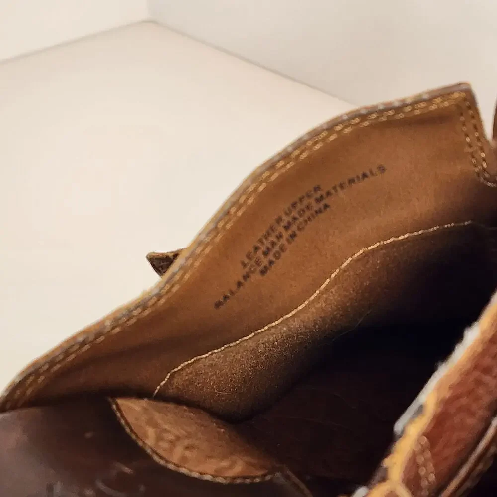BOC Brown Leather‎ Slip On Clogs Stacked Heel Women's SZ 8